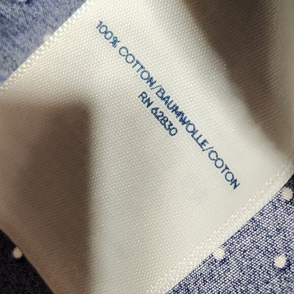 Lands End Womens No Iron Supima Shirt 24W Blue Christmas Green Trees Pattern - Picture 5 of 8